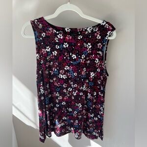 Pink, red, black, blue, and purple flower print tank top size M